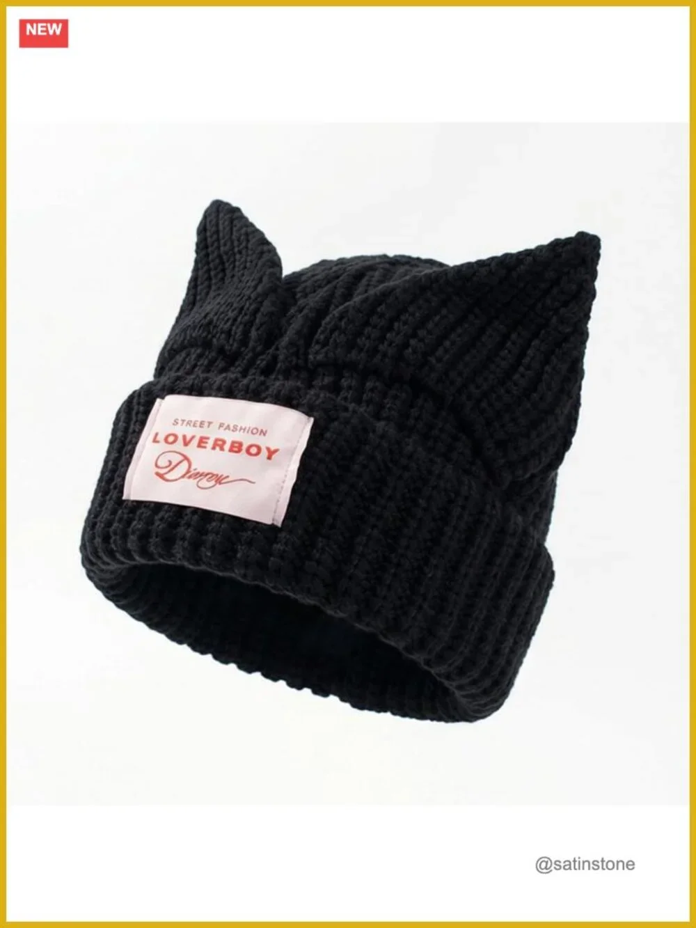 Y2K Cat Ear Beanie Knit Hat Cute Skull Cap Unisex